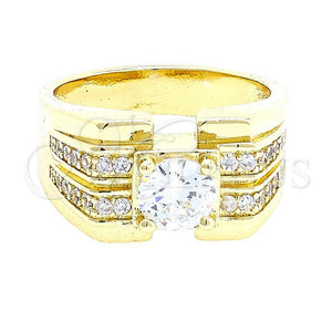 Anillo de Hombre 01.192.0003.09 Oro Laminado, con Blanca Zirconia Cubica, Pulido, Tono Dorado (Size 9)