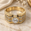 Anillo de Hombre 01.192.0003.10 Oro Laminado, con Zirconia Cubica Blanca, Pulido, Tono Dorado (Tamaño 10)