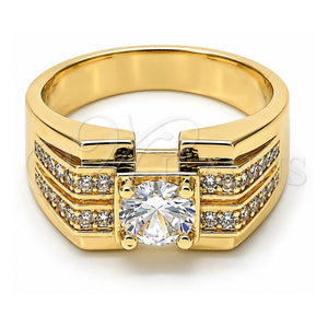 Anillo de Hombre 01.192.0003.10 Oro Laminado, con Blanca Zirconia Cubica, Pulido, Tono Dorado (Size 10)