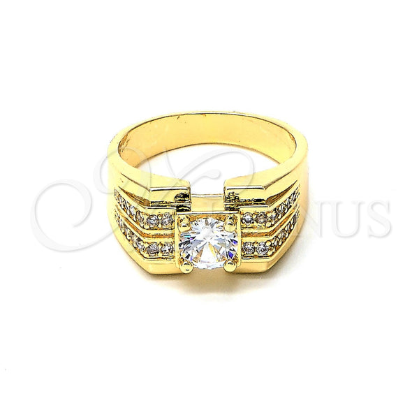 Anillo de Hombre 01.192.0003.10 Oro Laminado, con Blanca Zirconia Cubica, Pulido, Tono Dorado (Size 10)