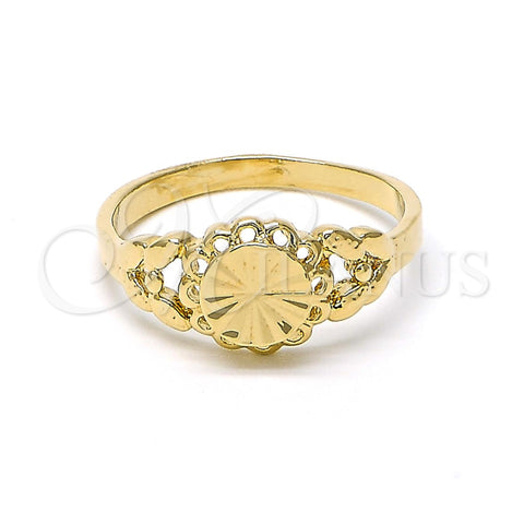 Anillo Elegante 5.174.017.09 Oro Laminado, Diseño de Flor, Diamantado, Tono Dorado (Size 9)