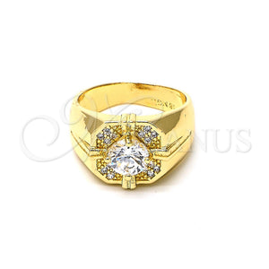 Anillo de Hombre 01.192.0002.11 Oro Laminado, con Blanca Zirconia Cubica, Pulido, Tono Dorado (Size 11)