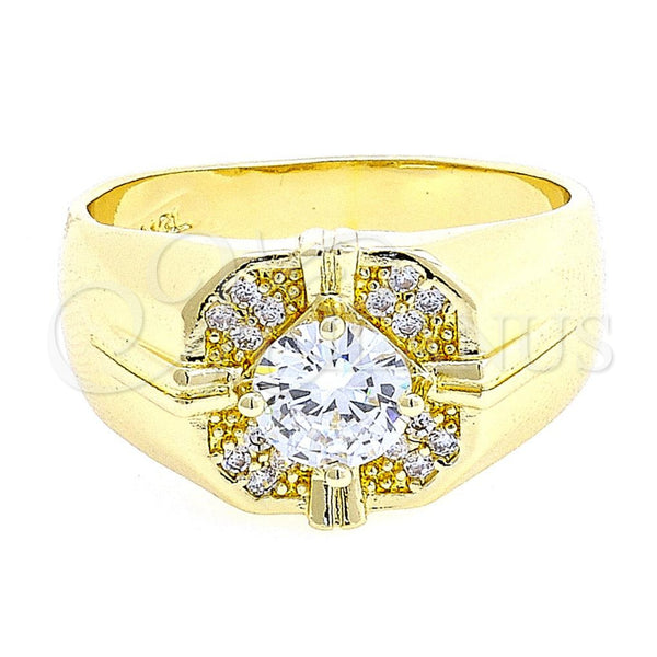 Anillo de Hombre 01.192.0002.12 Oro Laminado, con Blanca Zirconia Cubica, Pulido, Tono Dorado (Size 12)