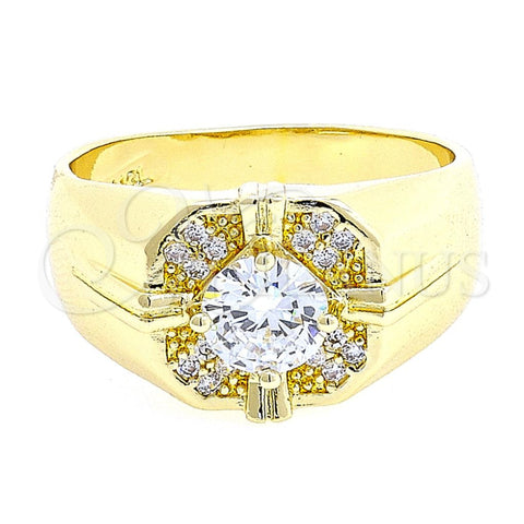 Anillo de Hombre 01.192.0002.12 Oro Laminado, con Blanca Zirconia Cubica, Pulido, Tono Dorado (Size 12)