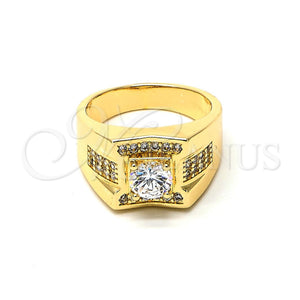 Anillo de Hombre 01.192.0005.09 Oro Laminado, con Blanca Zirconia Cubica, Pulido, Tono Dorado (Size 9)
