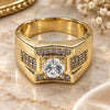 Anillo de Hombre 01.192.0005.10 Oro Laminado, con Zirconia Cubica Blanca, Pulido, Tono Dorado (Tamaño 10)