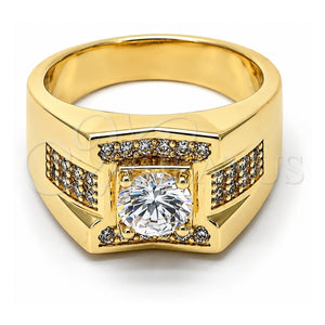 Anillo de Hombre 01.192.0005.10 Oro Laminado, con Blanca Zirconia Cubica, Pulido, Tono Dorado (Size 10)