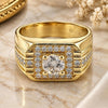 Anillo de Hombre 01.192.0007.09 Oro Laminado, con Zirconia Cubica Blanca, Pulido, Tono Dorado (Tamaño 9)