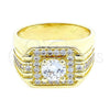 Anillo de Hombre 01.192.0007.09 Oro Laminado, con Blanca Zirconia Cubica, Pulido, Tono Dorado (Size 9)