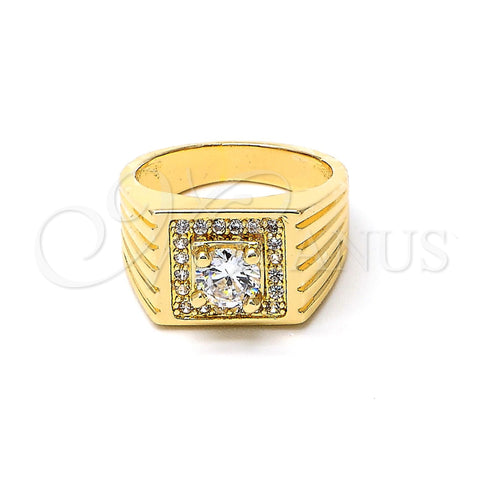 Anillo de Hombre 01.192.0009.09 Oro Laminado, con Blanca Zirconia Cubica, Diamantado, Tono Dorado (Size 9)