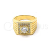 Anillo de Hombre 01.192.0009.09 Oro Laminado, con Blanca Zirconia Cubica, Diamantado, Tono Dorado (Size 9)