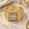 Anillo de Hombre 01.192.0009.10 Oro Laminado, con Zirconia Cubica Blanca, Diamantado, Tono Dorado (Tamaño 10)