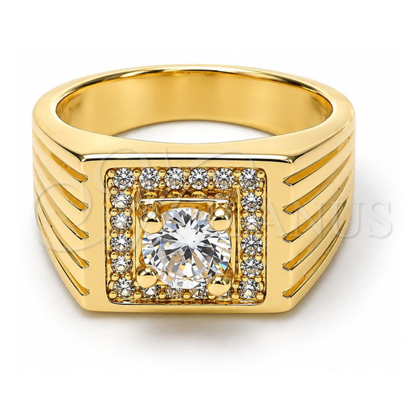 Anillo de Hombre 01.192.0009.10 Oro Laminado, con Blanca Zirconia Cubica, Diamantado, Tono Dorado (Size 10)