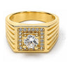 Anillo de Hombre 01.192.0009.10 Oro Laminado, con Blanca Zirconia Cubica, Diamantado, Tono Dorado (Size 10)