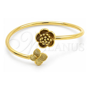 Aro Individual 07.192.0005 Oro Laminado, Diseño de Flor, Pulido, Tono Dorado (Grosor 60 MM, Talla Unica)
