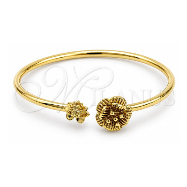 Aro Individual 07.192.0004 Oro Laminado, Diseño de Flor, Pulido, Tono Dorado (Grosor 60 MM, Talla Unica)