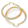 Argolla Grande 02.170.0084.1.50 Oro Laminado, Diseño de Hueco, Diamantado, Tres Tonos