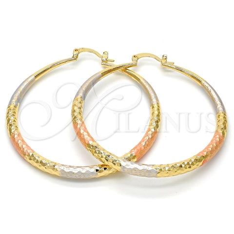 Argolla Grande 02.170.0084.1.50 Oro Laminado, Diseño de Hueco, Diamantado, Tres Tonos