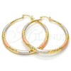 Argolla Grande 02.170.0084.1.50 Oro Laminado, Diseño de Hueco, Diamantado, Tres Tonos