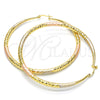 Argolla Extra Grande 02.170.0084.1.70 Oro Laminado, Diseño de Hueco, Diamantado, Tres Tonos