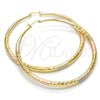 Argolla Extra Grande 02.170.0084.1.70 Oro Laminado, Diseño de Hueco, Diamantado, Tres Tonos