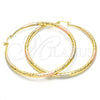 Argolla Extra Grande 02.170.0084.1.70 Oro Laminado, Diseño de Hueco, Diamantado, Tres Tonos