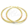 Argolla Extra Grande 02.170.0084.1.70 Oro Laminado, Diseño de Hueco, Diamantado, Tres Tonos
