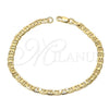 Pulsera Básica 5.222.025.08 Oro Laminado, Diseño de Mariner, Pulido, Tono Dorado (Calibre 100, Grosor 05 MM, 8 Pulgadas de Largo)