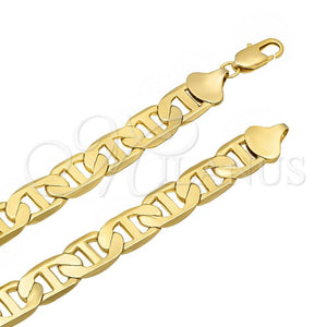 Tobillera Básica 5.222.021.10 Oro Laminado, Diseño de Mariner, Pulido, Tono Dorado (200 Gauge, 09 MM Thickness, 10 Inches Length)