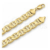 Tobillera Básica 5.222.021.10 Oro Laminado, Diseño de Mariner, Pulido, Tono Dorado (Calibre 200, Grosor 09 MM, 10 Pulgadas de Largo)