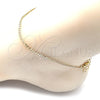 Tobillera Básica 5.222.008.10 Oro Laminado, Diseño de Cubana, Pulido, Tono Dorado (02 MM Thickness, 10 Inches Length)