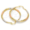 Argolla Grande 02.170.0064.1.50 Oro Laminado, Diseño de Hueco, Diamantado, Tres Tonos