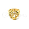 Anillo Elegante 5.175.008.09 Oro Laminado, Diseño de Pavo Real, Diamantado, Tono Dorado (Size 9)