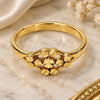 Anillo Elegante 5.174.019.06 Oro Laminado, Diseño de Flor, Diamantado, Tono Dorado (Tamaño 6)