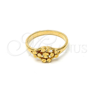 Anillo Elegante 5.174.019.07 Oro Laminado, Diseño de Flor, Diamantado, Tono Dorado (Size 7)
