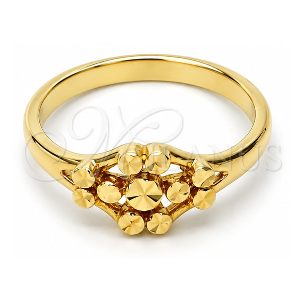 Anillo Elegante 5.174.019.07 Oro Laminado, Diseño de Flor, Diamantado, Tono Dorado (Size 7)