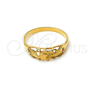 Anillo Elegante 5.174.025.10 Oro Laminado, Diseño de Concha y Corazón, Diamantado, Tono Dorado (Size 10)
