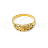 Anillo Elegante 5.174.025.10 Oro Laminado, Diseño de Concha y Corazón, Diamantado, Tono Dorado (Size 10)
