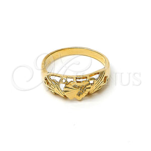 Anillo Elegante 5.174.025.09 Oro Laminado, Diseño de Concha y Corazón, Diamantado, Tono Dorado (Size 9)