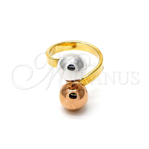 Anillo Elegante 5.174.008.05 Oro Laminado, Diseño de Bola, Pulido, Tres Tonos (Size 5)