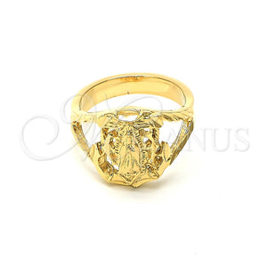 Anillo de Hombre 5.178.008.11 Oro Laminado, Diseño de Guadalupe, Diamantado, Tono Dorado (Size 11)