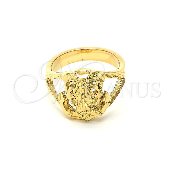 Anillo de Hombre 5.178.008.11 Oro Laminado, Diseño de Guadalupe, Diamantado, Tono Dorado (Size 11)