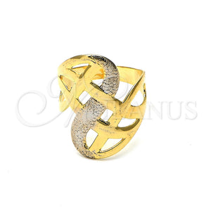 Anillo Elegante 117.010.08 Oro Laminado, Diseño de Torcido, Pulido, Dos Tonos (Size 8)