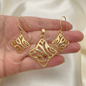 Juego de Arete y Dije de Adulto 10.59.0240 Oro Laminado, Pulido, Tono Dorado