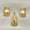 Juego de Arete y Dije de Adulto 10.59.0239 Oro Laminado, Diseño de Llave Griega, Pulido, Tono Dorado