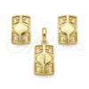 Juego de Arete y Dije de Adulto 10.59.0239 Oro Laminado, Diseño de Llave Griega, Pulido, Tono Dorado