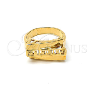 Anillo Elegante 5.175.011.09 Oro Laminado, Diseño de Llave Griega, Pulido, Tono Dorado (Size 9)
