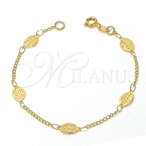 Pulsera Elegante 06.09.0001.07 Oro Laminado, Diseño de Oja y File, Pulido, Tono Dorado (7 Inches Length)