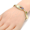 Pulsera Elegante 03.59.0037.08 Oro Laminado, con Multicolor Zirconia Cubica and Blanca Cristal, Pulido, Tono Dorado (14 MM Thickness, 8 Inches Length)