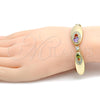 Pulsera Elegante 03.59.0037.08 Oro Laminado, con Multicolor Zirconia Cubica and Blanca Cristal, Pulido, Tono Dorado (14 MM Thickness, 8 Inches Length)